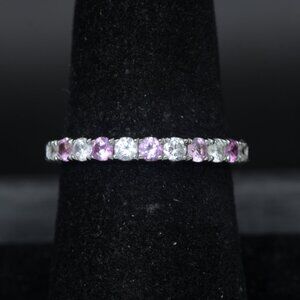 Lafonn - Vintage Sterling Silver Synthetic Pink Sapphire Band - Size 7